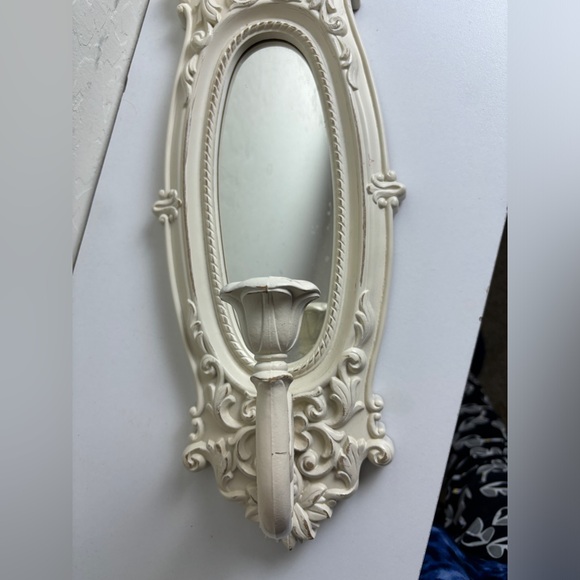 Vintage Home Interiors Victorian Oval Wall Mirror Aged sconce - Picture 6 of 9
